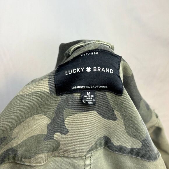 Lucky Brand Camo Button Up Zip Utility Jacket Womens Long Sleeve Collared - Picture 7 of 7